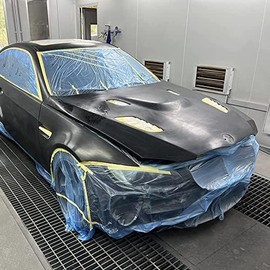 LLPT Tape and Drape Pre-Taped Masking Film 25.6”(Unfolded) x 66 Ft Each 2 Pack Plastic Drop Cloth for Auto Wall Furniture Painting Spraying Protection from Dust (MFT652)