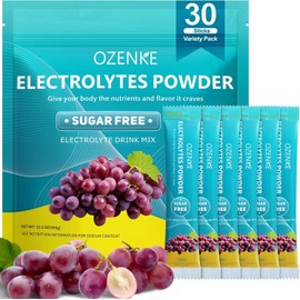 OZENKE OZENKE Electrolytes Powder Packets, 30 Sticks Hydration Packets Sugar Free, Electrolyte Drink Mix Portable Electrolyte Packets for Rapid Hydration, 0 Sugar & 0 Calorie, Grape Flavor