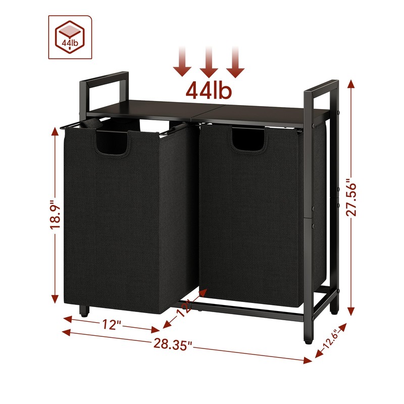 Kitstorack Laundry Basket Organizer, Laundry Hamper with Shelf & 2