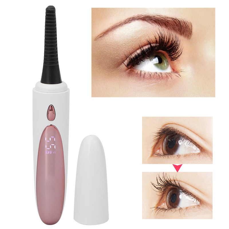 Heated Eyelash Curler Rechargeable Silicone Brush Head Portable Electric Eyelash