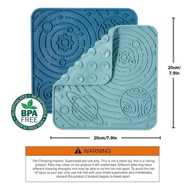 OHMO Lick Mat for Dogs and Cats(Large, Dark&Light Blue, 2pcs) Enrichment Accessories Toy Space Star Easy Clean Pet Slow Feeder w/Suction Cups, Licking Pad for Anxiety Relief and Boredom Reduction