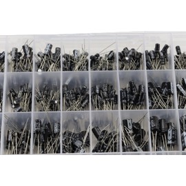 VKLSVAN Electrolytic Capacitors 24 Types 0.1uF - 1000uf 10V/16V/25V/50V Electrolytic Capacitors Kit DIY Electronic Components Bag (Total 500pcs)