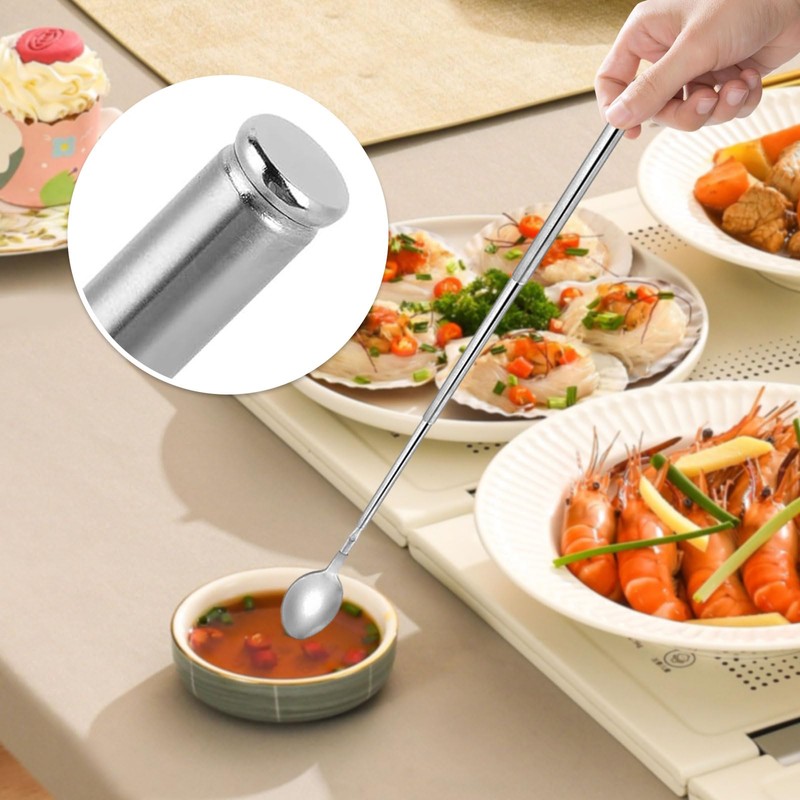 HAPPOW 2pcs Extendable Fork Spoon Set, Telescopic Fork and Spoon,
