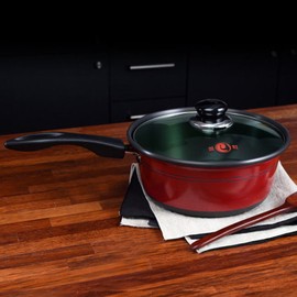 Seonhak Red Black Overflow Prevention Pot 22cm (EL1687) / 선학 레드 블랙 넘침방지 냄비 편수 22cm (EL1687)