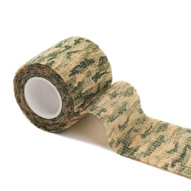 6 Roll Camouflage Tape Self Adherent Cohesive Bandage Wrap Rifle Shotgun Camo Wrap Tape Military Camo Stretch Form Bandage For Camping, Hunting, Flashlight, Bicycle (Light Green Camouflage)