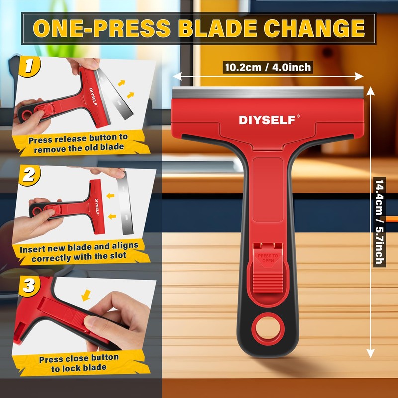 DIYSELF 1 Pack Razor Blade Scraper, Razor Scraper for Cleaning