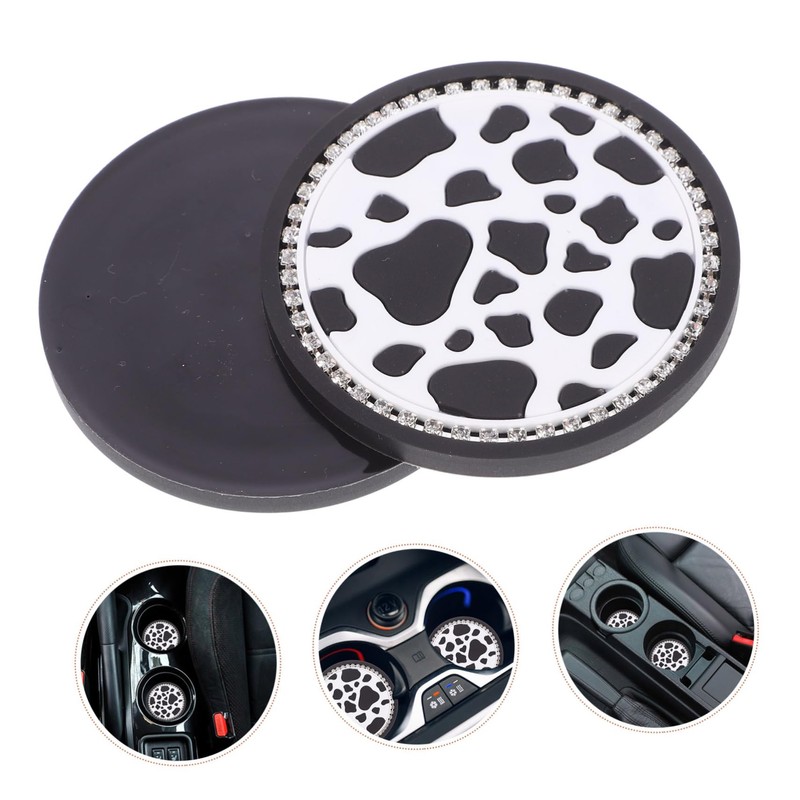 ABOOFAN 2pcs Cow Print Car Cup Coasters Non Slip Mats