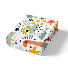 Homemissing Children's Cartoon Dinosaur Fitted Sheet 90 x 200 cm Dino Botanical Fitted Sheet for Children Boys Jungle Animals Bed Sheet Set Ultra Soft Decor Natural Room Decor 2 Pieces