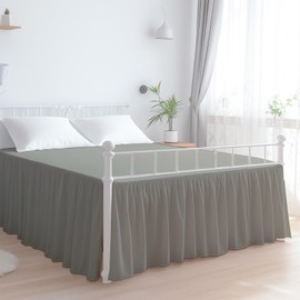 Premium Microfiber Queen Ruffled Bed Skirt, 15” Drop with Split Corners, Soft Wrinkle Free Bedskirt with Platform, Solid Ligth Grey Dust Ruffle for 60" x 80" Mattress