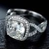 Princess Cut Cubic Zircon Simulated Diamond Wedding Engagement Proposal Ring