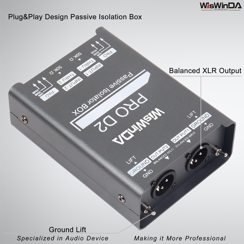 WisWinDa Pro Di-2 Passive Stereo Direct Box With 3-Level PAD