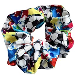 Soccer Scrunchie - Premium Velvet Hair Elastics Gift, No Crease Hair Accessories, Soccer Gifts for Girls, Teens, Players, Teams