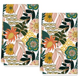 Generic AnyDesign Boho Floral Kitchen Towel Vintage Flower Dish Towel 18 x 28 Inch Hand Drying Tea Towel for Cooking Baking Party Supplies, 2Pcs