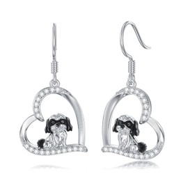 Shih Tzu Earrings Silver 925 Shih Tzu Dog Earrings Hanging Shih Tzu Jewellery Women, Sterling Silver, No Gemstone