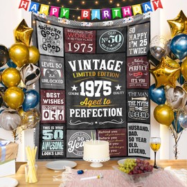 ecarco 1975 Birthday Blanket 60" x 50" - 50th Birthday Gifts for Men, Him - 50 Year Old Gifts for Men - Mens 50th Birthday Gift Ideas - Gifts for 50 Years Old Man - Funny 50 th Bday Gifts for Men