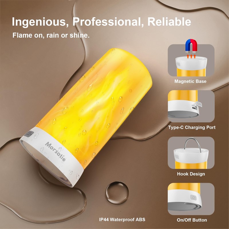 【Upgraded】 LED Flame Light, Christmas Decorations Rechargeable Flickering Flameless Candles,