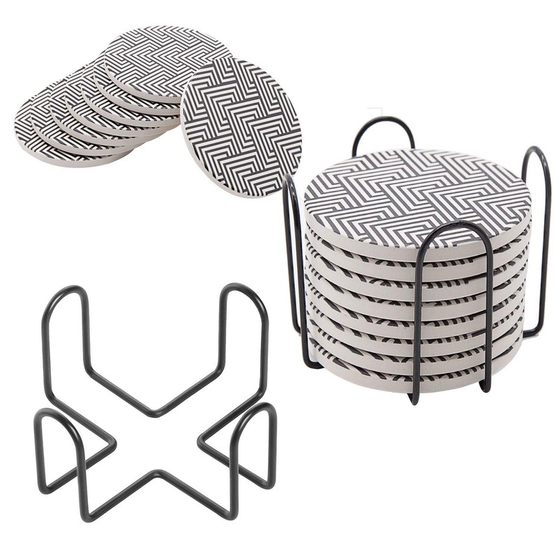 Absorbent Drink Coasters, GOH DODD 8 Pieces Ceramic Mats Table