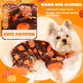Yikeyo Dog Thanksgiving Pajamas, Turkey Pumpkin Dog Pjs Onesie Pet Dog Thanksgiving Outfit Clothes Costume, Fall Winter Dog Clothes for Small Medium Dogs Boy Girl, Cat Apparel, Orange, Large
