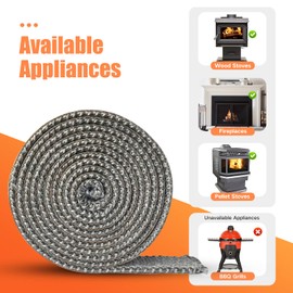Stove Gasket Tape, Self Adhesive Flat Gasket for Stoves and Fireplaces, 1" Width 72" Length, High Temperature Fiberglass Flat Gasket Tape