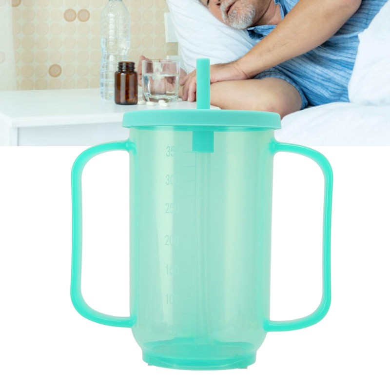 Adult Drinking Cup, Straw Cup with 2 Handles, Leakproof Plastic