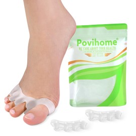 Povihome Toe Separators Spacers for Women - 8 Pack Silicone Toe Spacers for Toe Overlapping Hammertoe - Bunion Corrector Toe Stretcher for Yoga Practice - Medium (Clear)