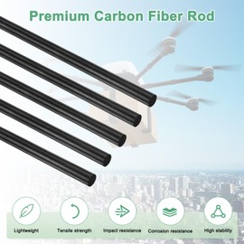 M METERXITY 2-Pack Carbon Fiber Rods, 300mm Length 5mm Dia Carbon Fiber Solid Matte Pole for RC Airplane/DIY Craft/Quadcopter Arm/Scale Model Kite Wing Tube [11.81 x 0.2IN]