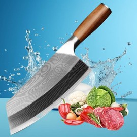 Lienzhe 7Inch Meat Cleaver Vegetable Kitchen Knife Meat Cleaver Superior Class Stainless for Kitchen with gift box(German Steel Kitc