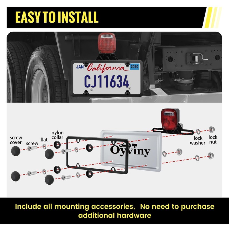 Oyviny Trailer License Plate Bracket Holder Frame Kit for Boat
