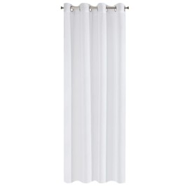 Eurofirany Argea Curtain Smooth Transparent Etamine Eyelets Curtains Transparent Elegant Glamour Bedroom Living Room Lounge, White, 55" x 98"