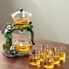 Chinese Gongfu Tea Set Magnetic Glass Teapot with Infuser,6 cups,Semi