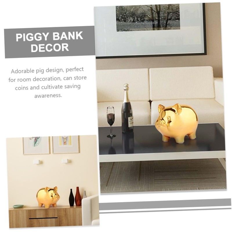 HONITANO Ceramic Piggy Bank Cute Pig-Shaped Money Box for Home