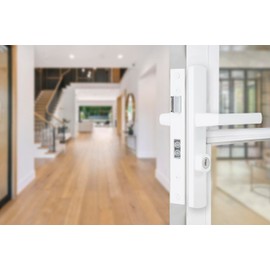 Wright Products - Serenade Mortise Keyed Lever Mount Latch with Deadbolt for Screen and Storm Doors, Matte Black (Modern, White)