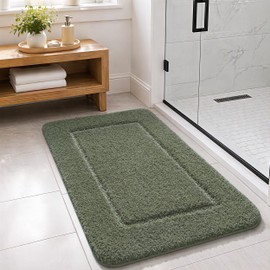 LOCHAS Bathroom Rug Set, Bath Rugs Sets 3 Piece Non Slip Backing, Washable Absorbent Microfiber Bath Mat Set, Soft Cozy Bathroom Mat for Shower Sink Toilet, Sage Green