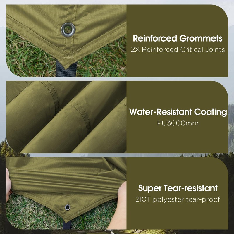 JAICOM Waterproof Hammock Rain Fly, Portable Camping Tarp - 12ft