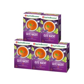 Bad Heilbrunner Gute Nacht Tee - Kräutertee im Filterbeutel - Melisse, Lavendel, Hopfenzapfen - für ein wohliges Einschlafgefühl - bei innerer Unruhe & Einschlafproblemen (5 x 20 Filterbeutel)