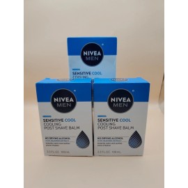 3 PACK Nivea Men Sensitive Cool Cooling Post Shave Balm Soothes Skin 3.3oz Ea.