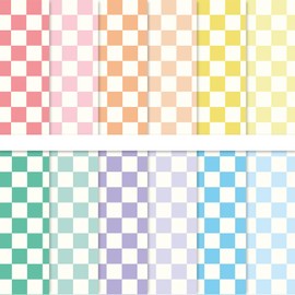 FYSUIMU 60 Sheets Checkered Pattern Paper A5 Pastel Checkerboard Scrapbook Specialty Paper Double Sided Plaid Craft Paper for DIY Card Making Photo Album Decor, 5.5 x 8.3 Inch
