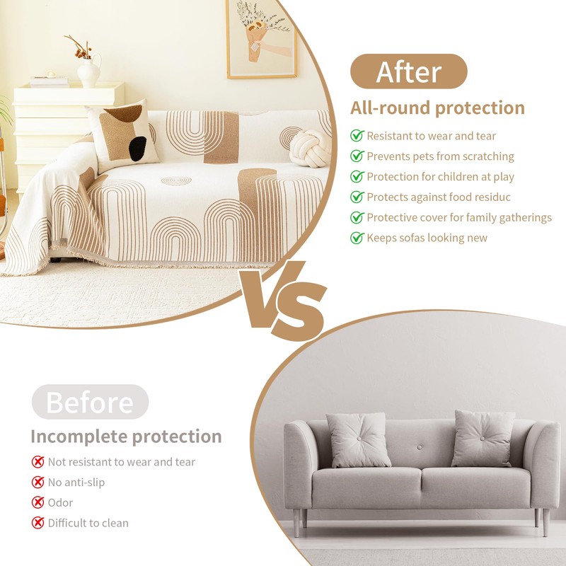 VANJOROY Boho Couch Cover for 2 3 Cushion, Sofa Slipcovers