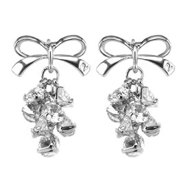 BiBeary Women Zirconia Bowknot Vintage Style elegant Pierced Earrings clear silver-tone