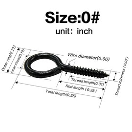ECKJ Eye Screw Pins for Jewelry Making Findings Mini Metal Eye Hooks 200 Pieces Zinc Plated (Black) Self Tapping Eyelets O Ring Hanging DIY Projects Crafts Arts Wine Cork Charm Bead 14mm x 7mm
