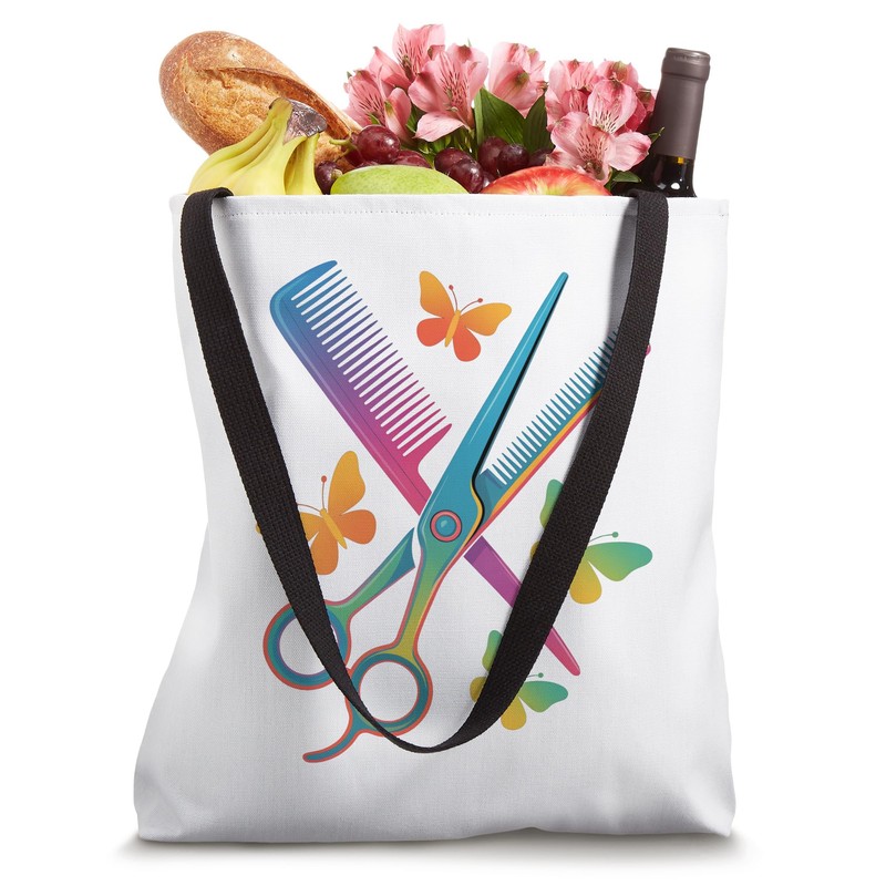 Friseur Scissors Comb Butterflies Tote Bag