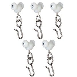 EverTrack Curtain Hooks - Dual Wheel Roller Carriers for Ceiling Mounted Curtain Track with Stainless Steel Hooks for Curtains, Drapes, and Room Dividers - Pack of 60