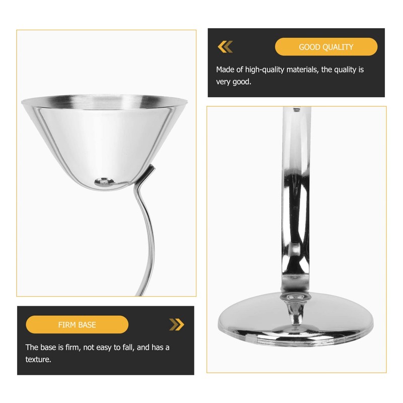 Ciieeo 1pc Elegant Stainless Steel Cocktail Goblet Wine Cup for