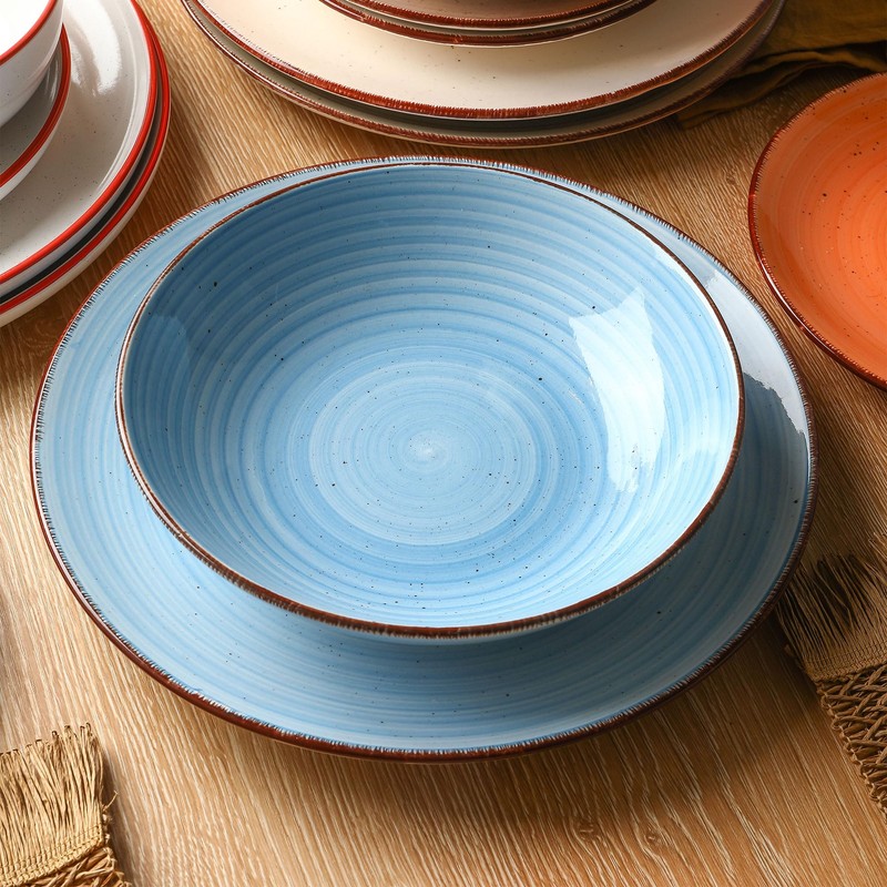 Dinnerware Sets for 6, 18 Piece Plates and Bowls Sets,