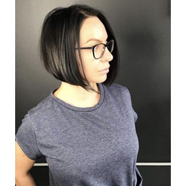 Melody 1B Black Bob Lace Wigs Short Straight Black Synthetic Lace Front Wigs For Women Natural Bob Hairstyle Heat Resistant Fiber Hair 14 Inch