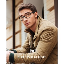 JM Carbon Fiber Blue Light Blocking Glasses Men Women Anti Blue-Light Computer Glasses, Relieve Eyestrain and Eye Protection Black