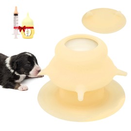 Anhozuo Puppy Milk Feeder,Dispenser Food Grade Silicone with 4 Dummy Nipples 230ml Capacity,Leak Proof Ideal Height Strong Suction,Puppy Milk Feeding Station for Newborn Dogs(Orange)