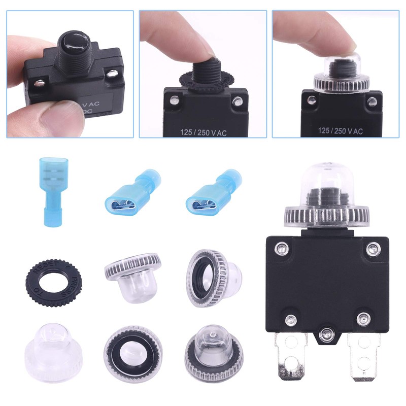 Glarks 30Pcs 5A 10A 15A 20A 30A Circuit Breakers Thermal
