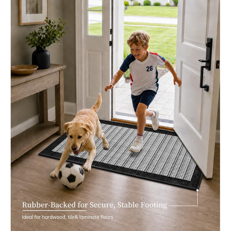 eqivei Kitchen Rugs, Non Slip Washable Kitchen Mat Set of