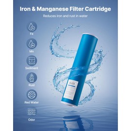 VEVOR Whole House Water Filter Replacement Cartridge, 4.5" x 20" Iron & Manganese Reducing Replacement Filter for 3-Stage Whole Home Water Filtration System, Reduce Chlorine, Bad Taste, Odor